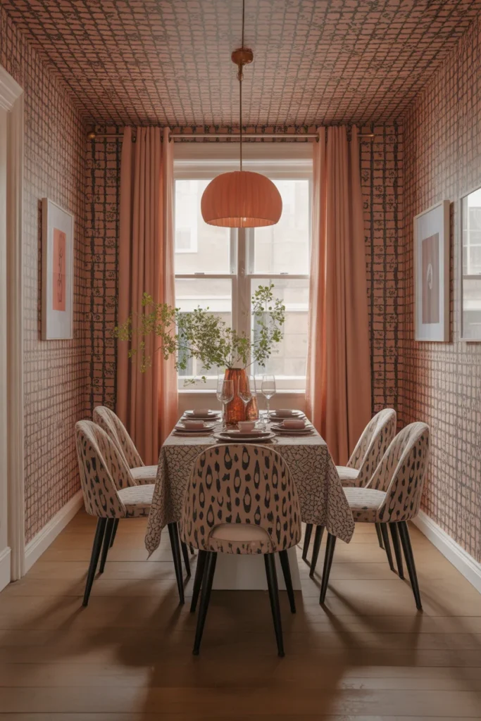 25 Modern Small Dining Room Ideas for 2026 | Stylish & Space-Saving Solutions 14 dining room with bold wallpaper