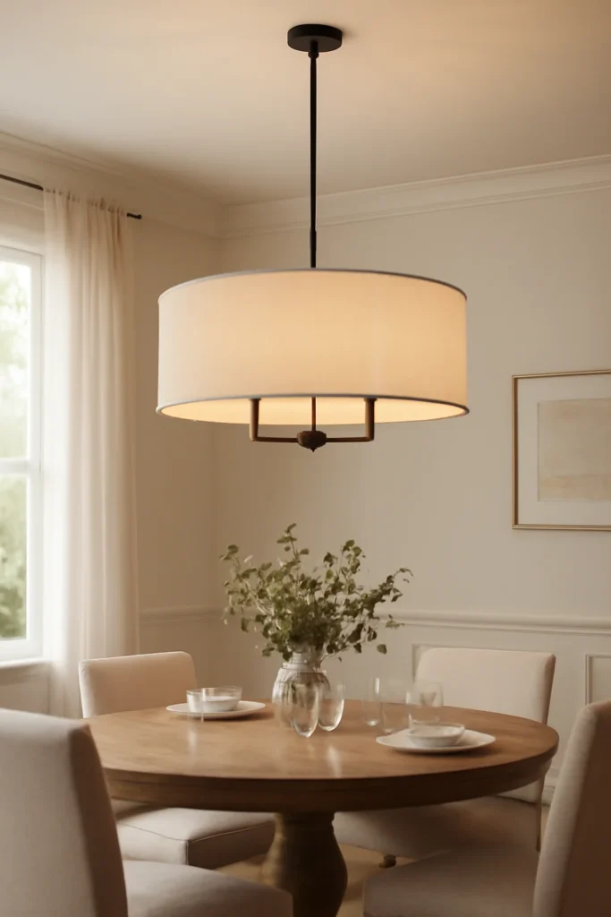 15 Dining Room Chandelier Ideas to Brighten & Elevate Your Space 6 drum shade chandeliers