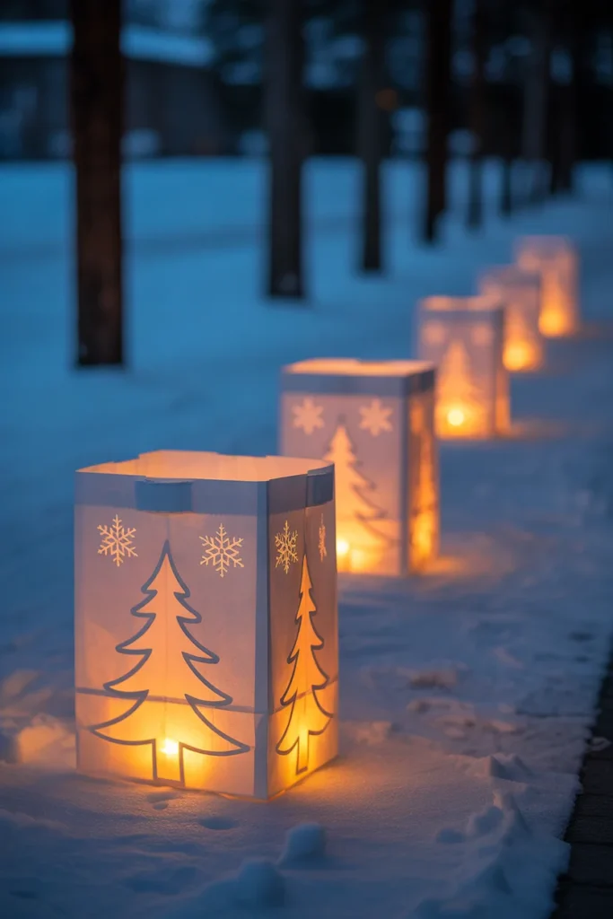 18+ Charming DIY Christmas Lanterns Ideas to Light Up Your Holiday Season 3 elegant white paper bag chritmas lamp