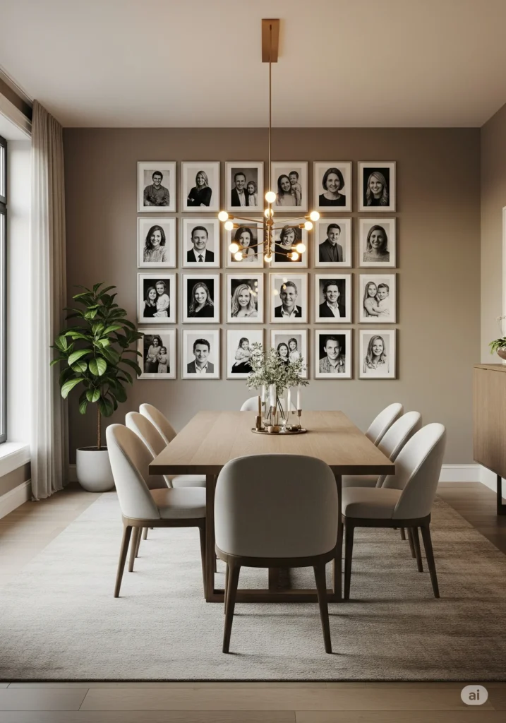 30 Modern Classy Dining Room Decor Ideas 20 family photos in modern frames