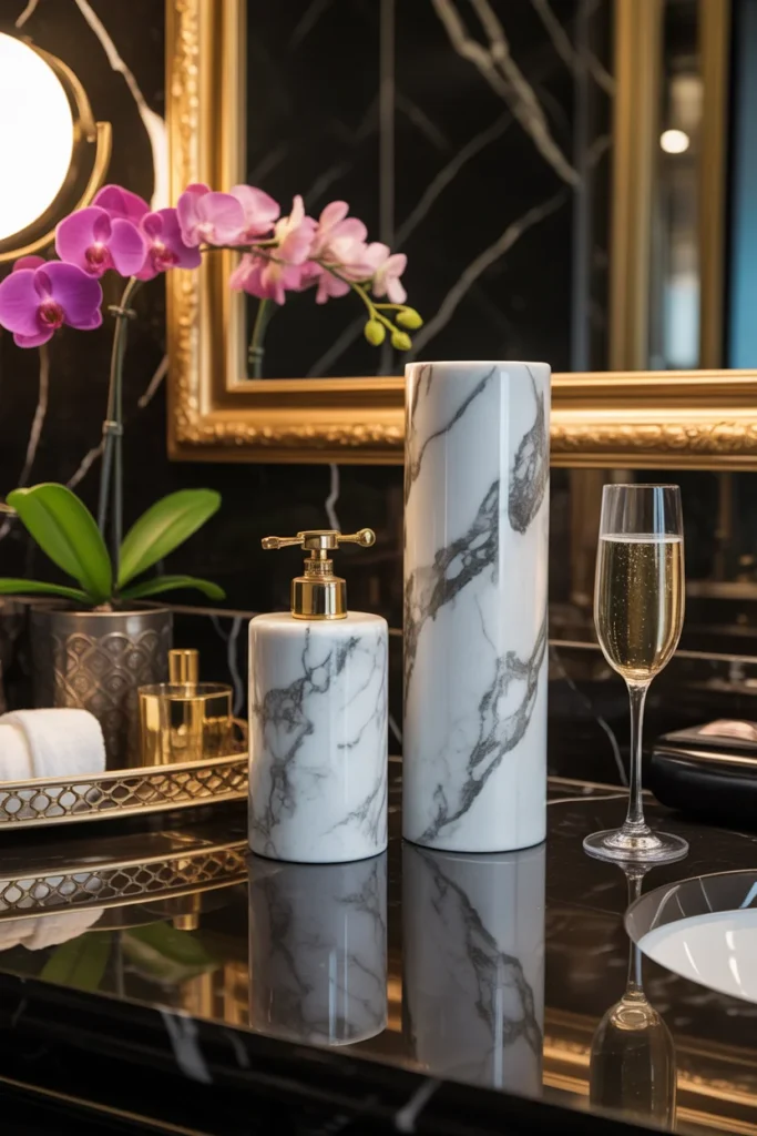 17 Bathroom Accessories Sets to Upgrade Your Space 7 faux marble accessories
