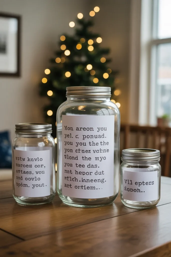 fill decorative jars with handwritten