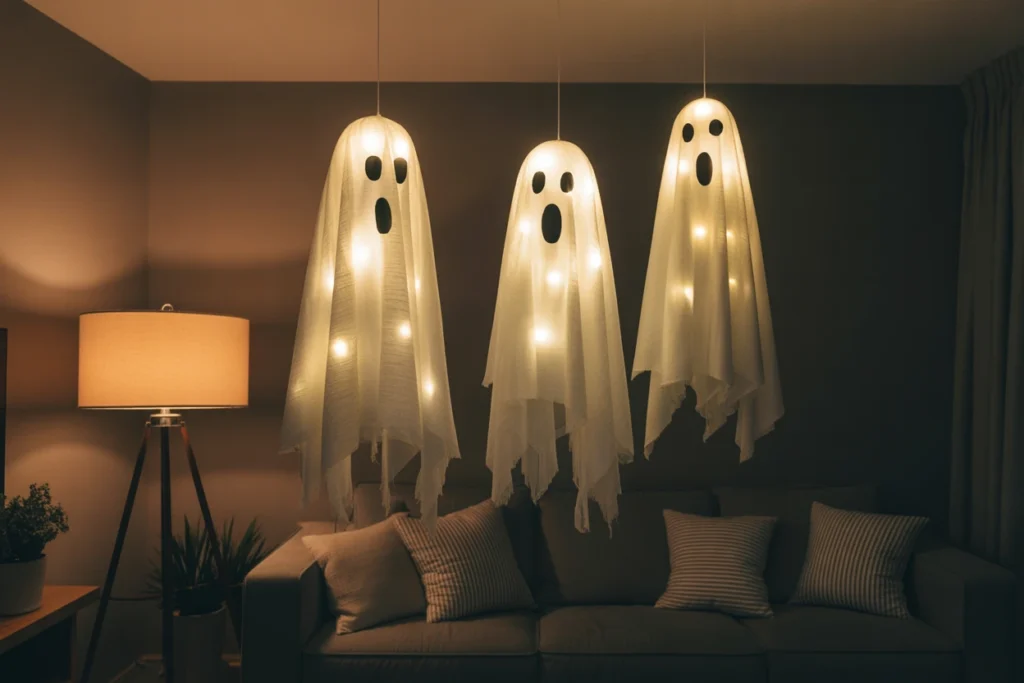 30 Unique & Trending Halloween Decoration Ideas for 2025 2 floating ghost decoration