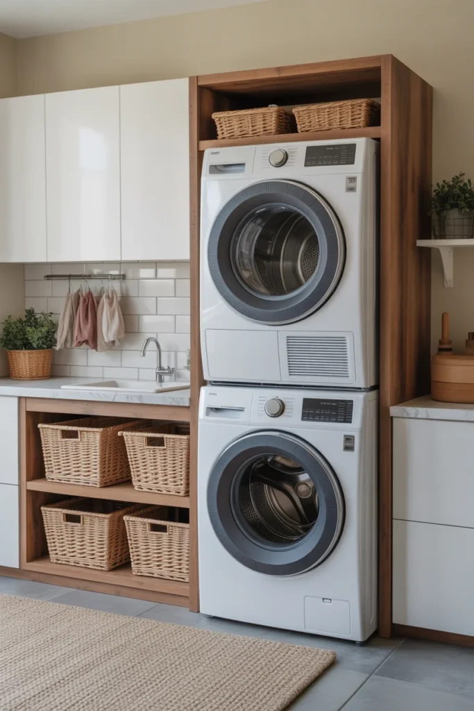 15 Small Laundry Room Ideas for 2026: Maximize Style and Function in Minimal Space 3 free up valuable floor space by stacking Matchine