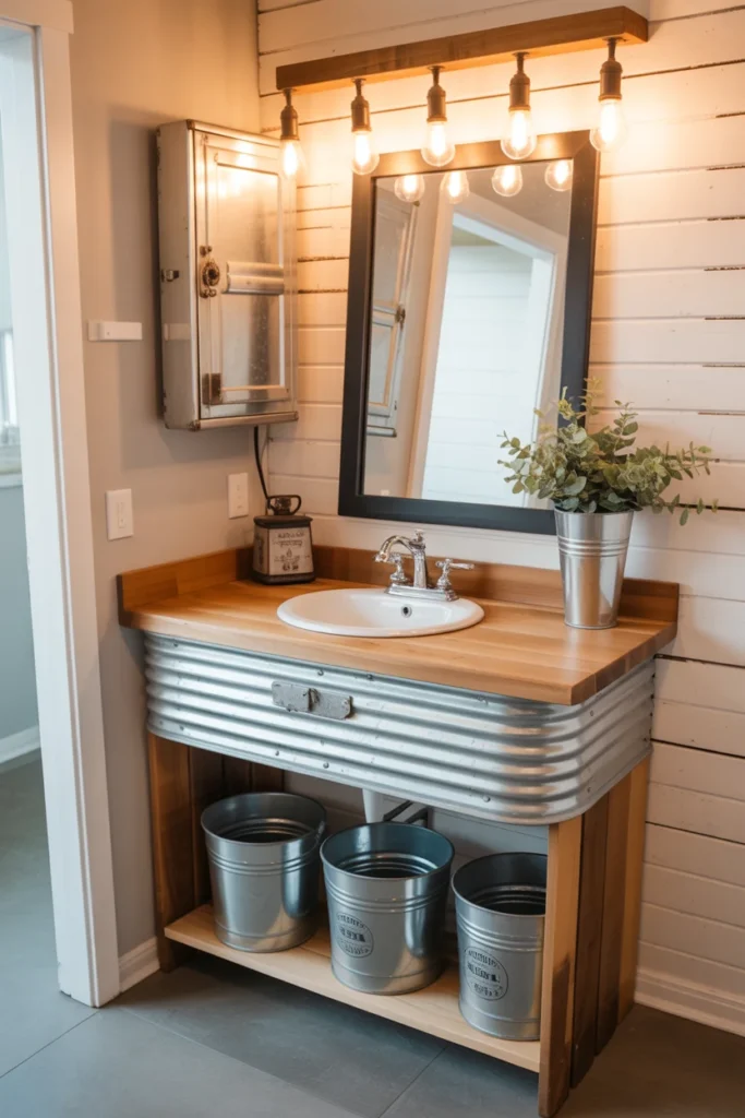 15+ Best Rustic Vanity Ideas to Create Your Perfect Bathroom 8 galvanized metal vanity