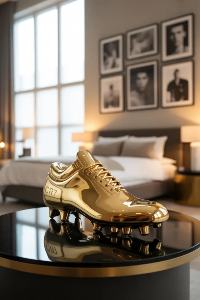 20 Unique Cristiano Ronaldo Fan Bedroom Decor Ideas for Ultimate Football Enthusiasts 14 golden boot sculpture of Ronaldos