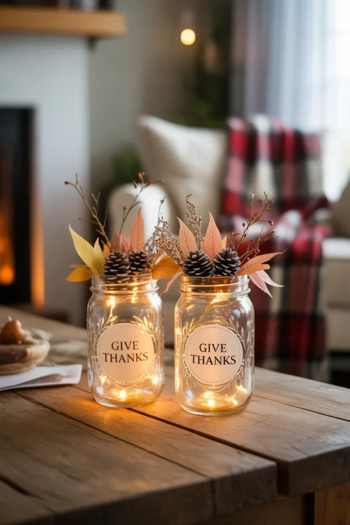 30 Fun and Creative Thanksgiving Crafts for Kids 9 handmade Thanksgiving mason jar lanterns