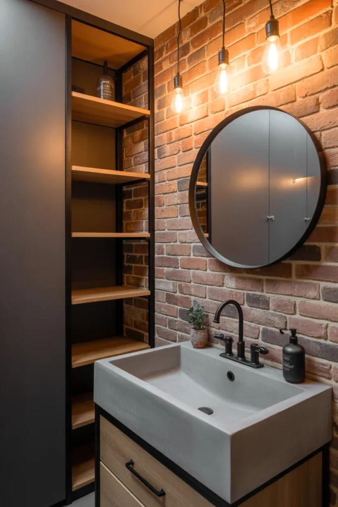 30 Modern & Classy Bathroom Decor Ideas for a Stylish Home 23 industrial chic bathroom exposed brick