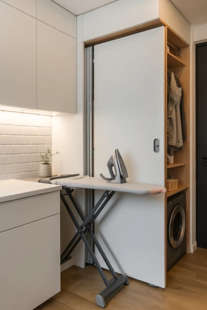 15 Small Laundry Room Ideas for 2026: Maximize Style and Function in Minimal Space 9 integrated ironing board wall mounted