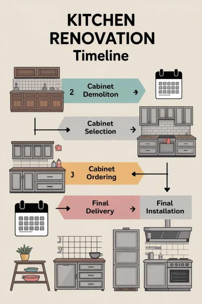 10x12 Kitchen Cabinet Cost in 2025 – Real Prices, Materials & Budget Guide 12 kitchen renovation timeline infographic