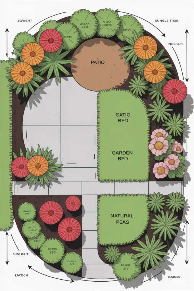 14 Low-Maintenance Garden Ideas to Save Time & Conserve Water 2 landscape design blueprint with zones