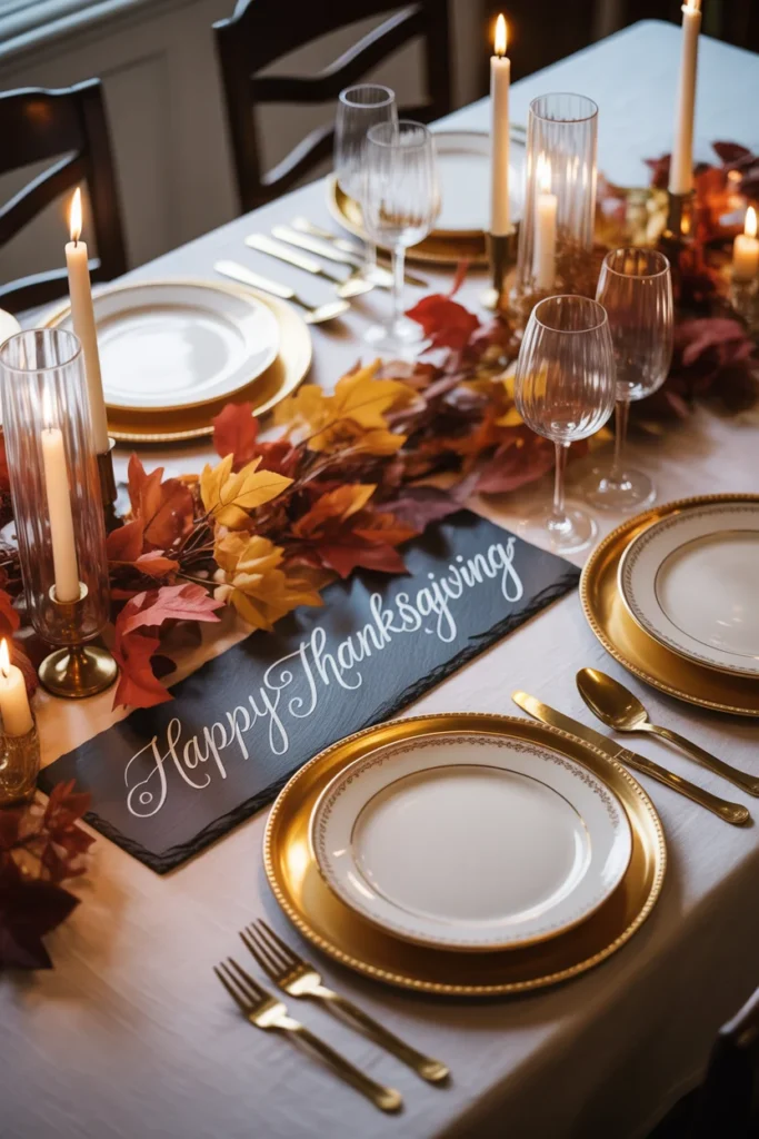 25 Easy Thanksgiving Table Decor Ideas Anyone Can Try 3 luxurious Thanksgiving table with gold chargers
