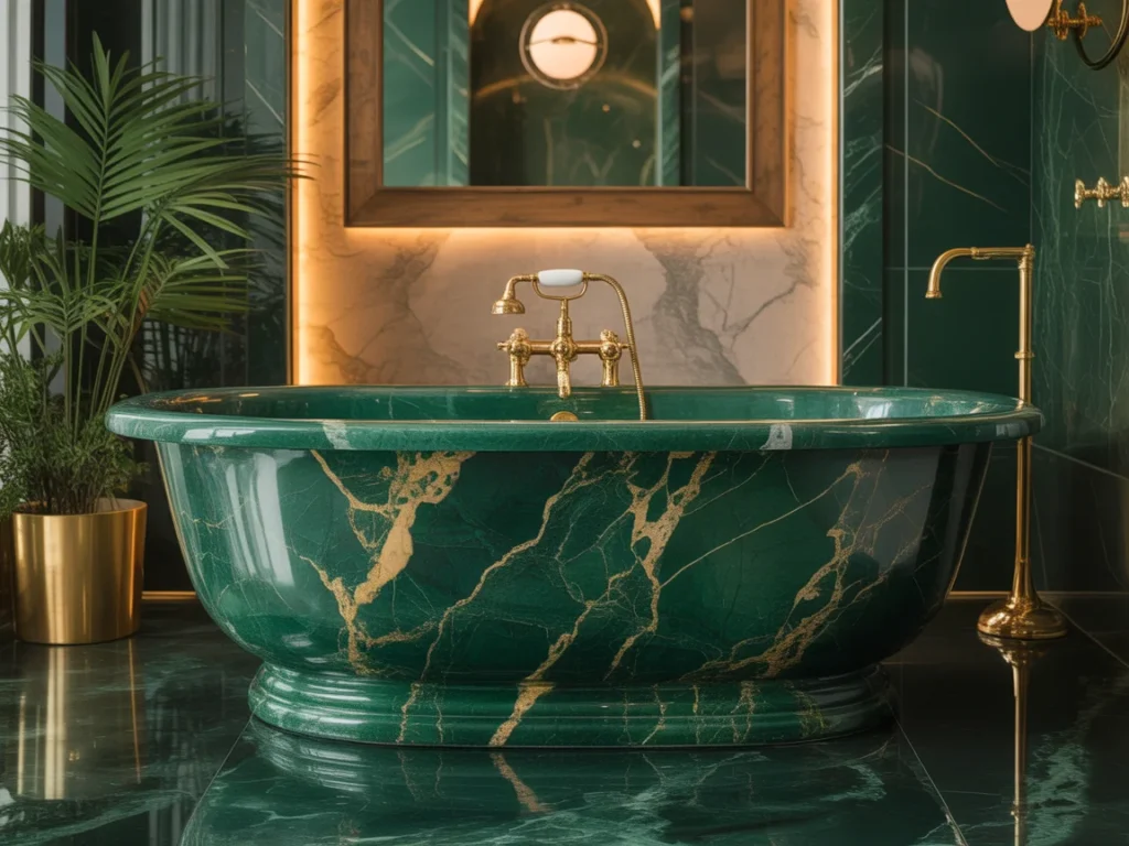15 Stunning Bathtub Ideas to Transform Your Bathroom Remodel in 2025 5 luxurious emerald green marble bathtub