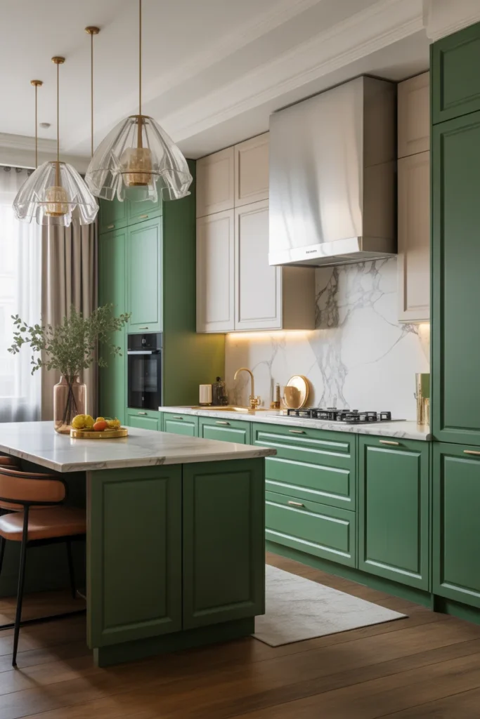 24 Modern Luxury Kitchen Designs to Inspire Your Dream Home 3 luxury kitchen with emerald green lower cabinet