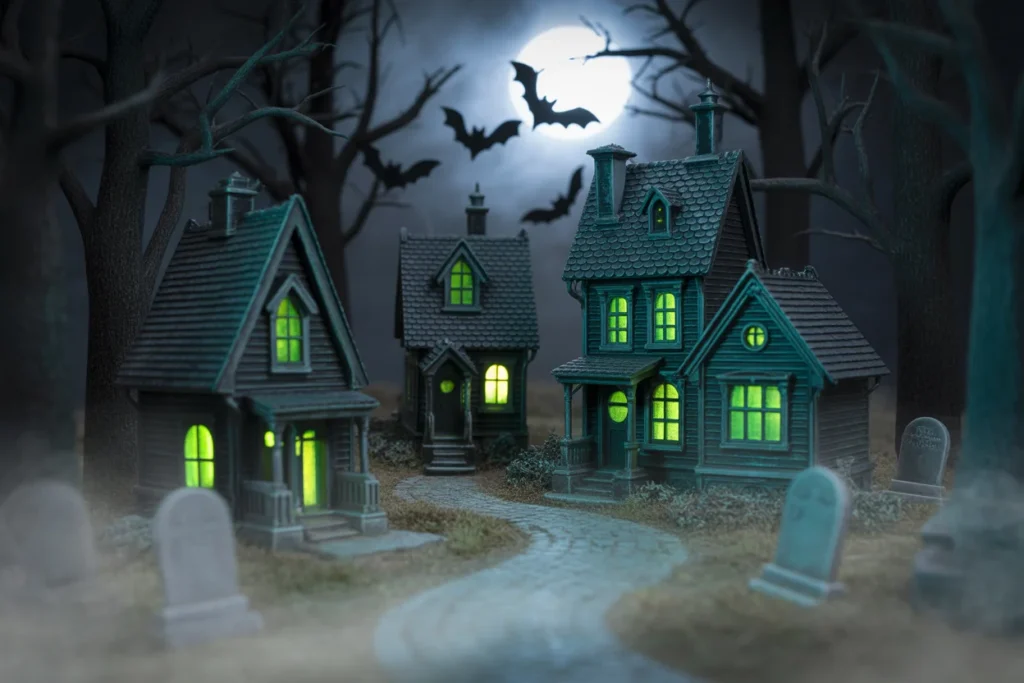 30 Unique & Trending Halloween Decoration Ideas for 2025 8 miniature haunted villa