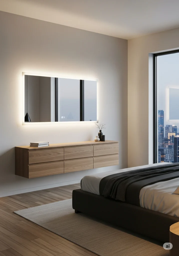 20 Unique Bedroom Lighting Ideas for a Stylish & Cozy Space 17 mirror with integrated light