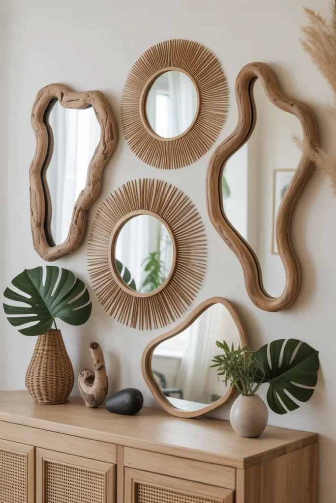17+ Stunning Mirror Wall Decor Ideas: Transform Your Space with Reflective Style 14 mirrors with organic flowing shapes