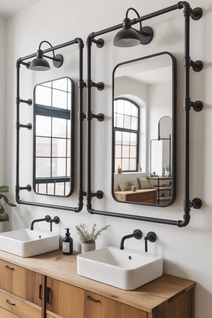 17+ Stunning Mirror Wall Decor Ideas: Transform Your Space with Reflective Style 10 modern industrial look by mounting mirrors