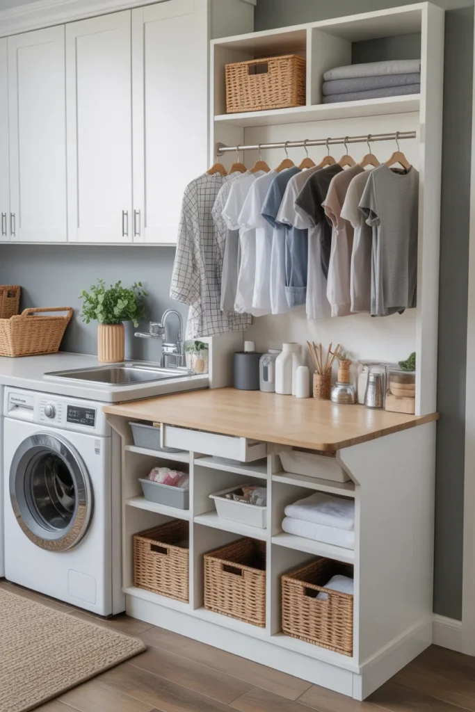 15 Small Laundry Room Ideas for 2026: Maximize Style and Function in Minimal Space 5 multi purpose folding station fold down