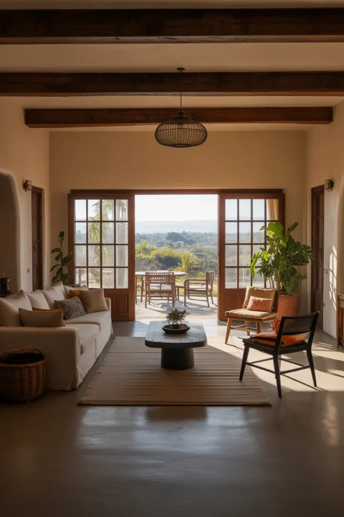 Explore Hacienda-Style Homes: Timeless Spanish Architecture & Rustic Elegance 8 open plan Hacienda style living area