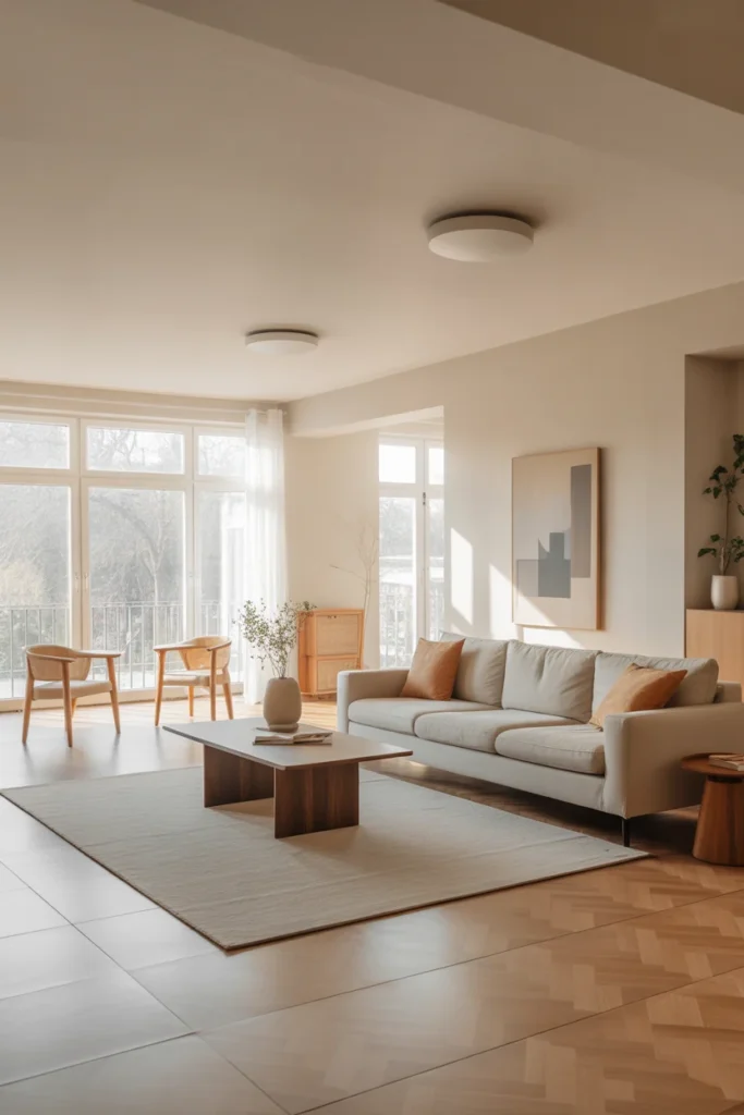 4 open plan minimalist living room