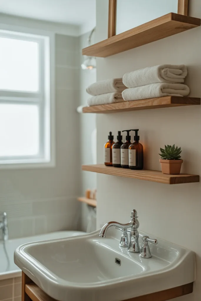 open shelves above the sink