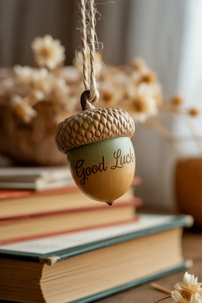 30 Fun and Creative Thanksgiving Crafts for Kids 12 painted acorn pendant on string