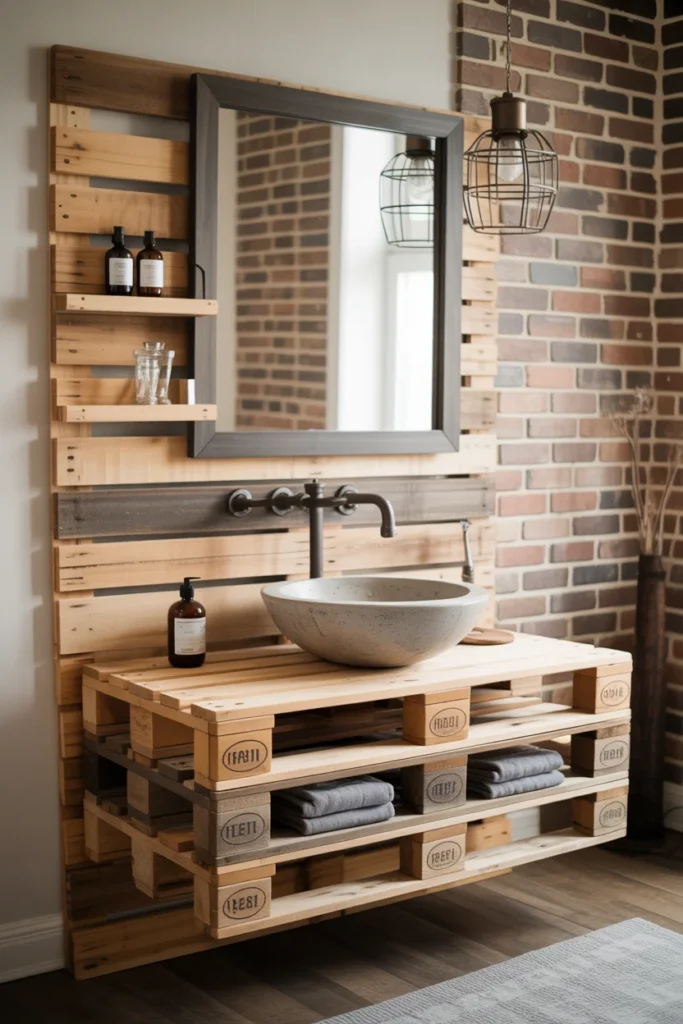 15+ Best Rustic Vanity Ideas to Create Your Perfect Bathroom 10 pallet wood floating vanity