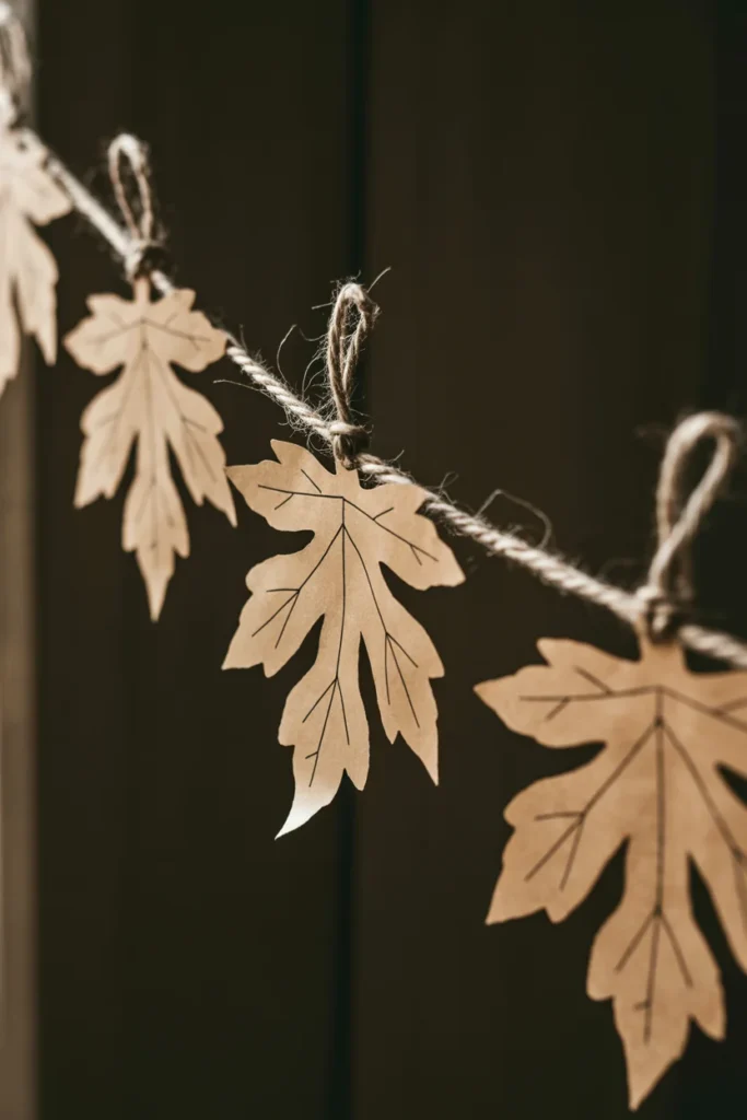 30 Fun and Creative Thanksgiving Crafts for Kids 23 paper leaves strung on twine