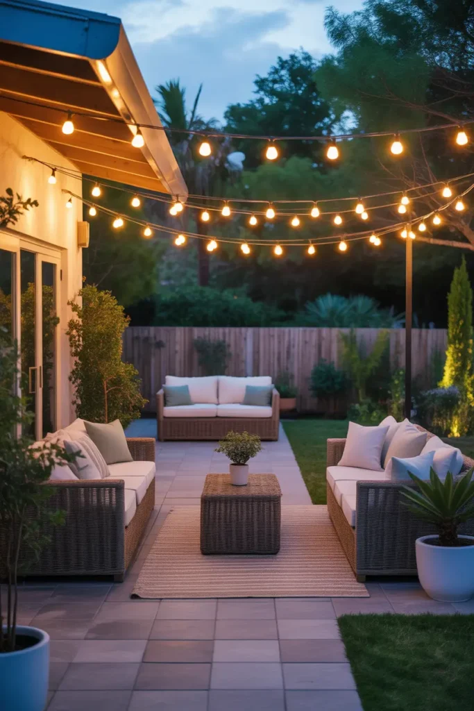 20+ Inspiring Patio Ideas for a Cozy Outdoor Space 17 patio draped in string lights