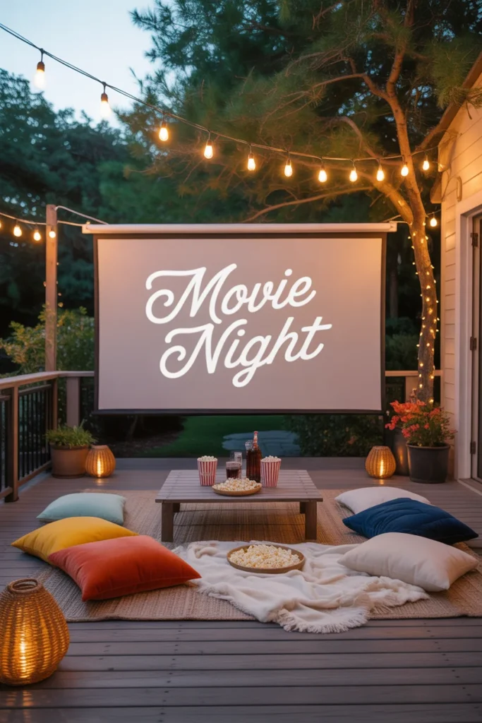 20+ Inspiring Patio Ideas for a Cozy Outdoor Space 14 patio setup for an outdoor movie night