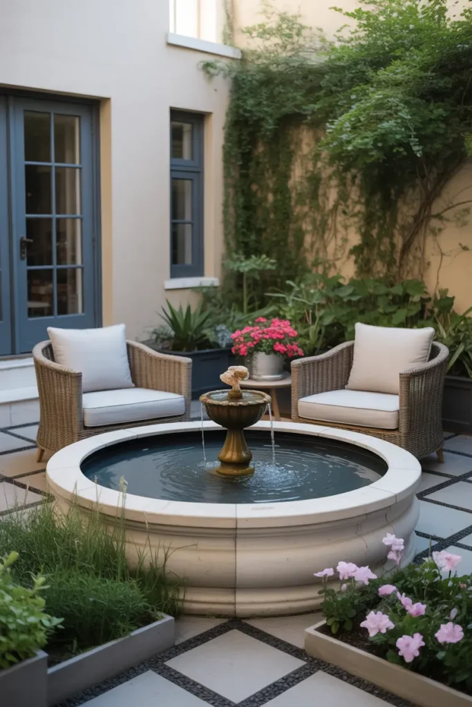 20+ Inspiring Patio Ideas for a Cozy Outdoor Space 21 patio with a small water feature