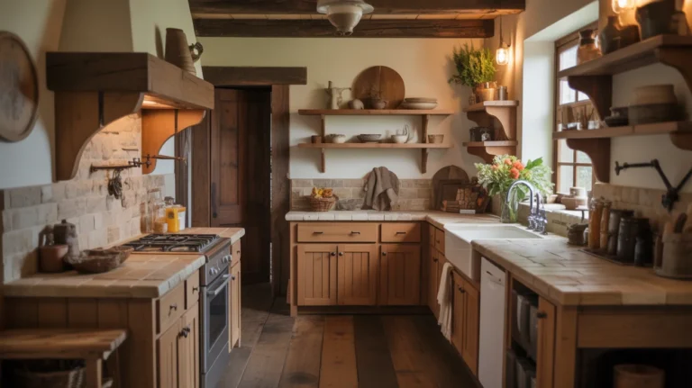20 Rustic Farmhouse Kitchen with Natural Stone and Wooden Accents