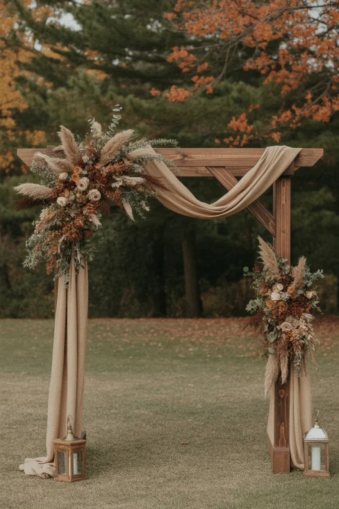 12 Magical Wedding Arch Designs to Elevate Your Fall Celebration 2 rustic wooden wedding arch