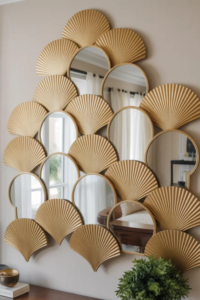 17+ Stunning Mirror Wall Decor Ideas: Transform Your Space with Reflective Style 12 scalloped mirrors