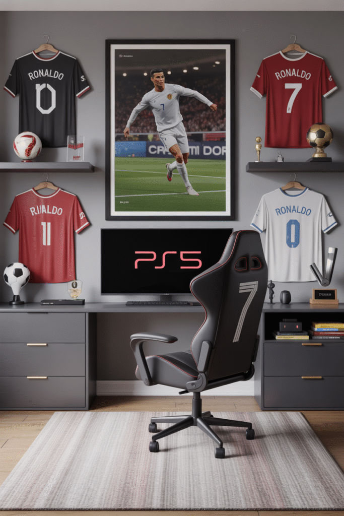 20 Unique Cristiano Ronaldo Fan Bedroom Decor Ideas for Ultimate Football Enthusiasts 20 sleek ps5 gaming setup