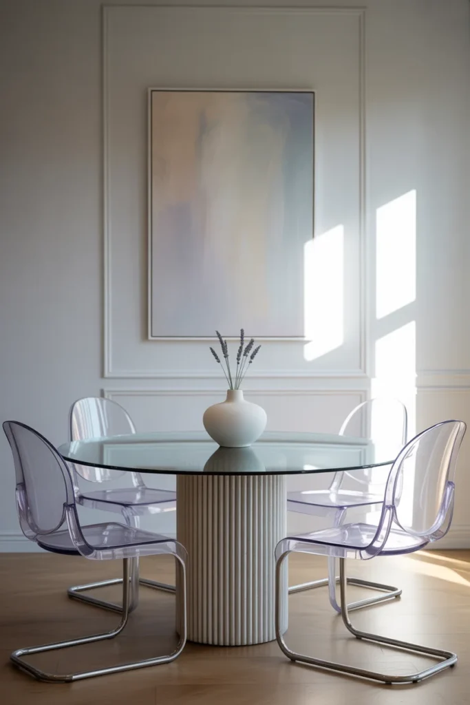 25 Modern Small Dining Room Ideas for 2026 | Stylish & Space-Saving Solutions 8 small dining room with Lucite acrylic chairs
