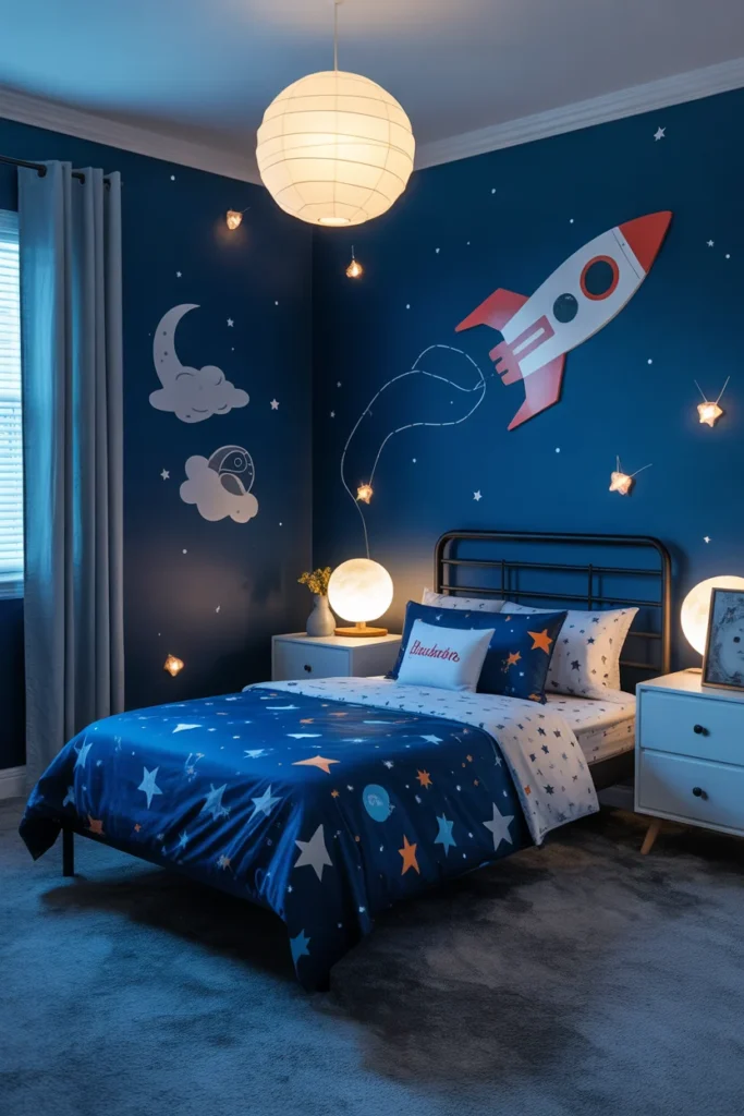 31 Creative Kids Bedroom Ideas to Inspire Your Child’s Dream Space 4 space themed kids bedroom
