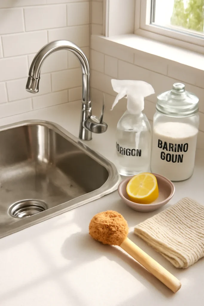 Mini Tutorials for Kitchen Sink – Transform Your Kitchen with These Simple Tips and Tricks 4 sparkling kitchen sink with natural cleaning products
