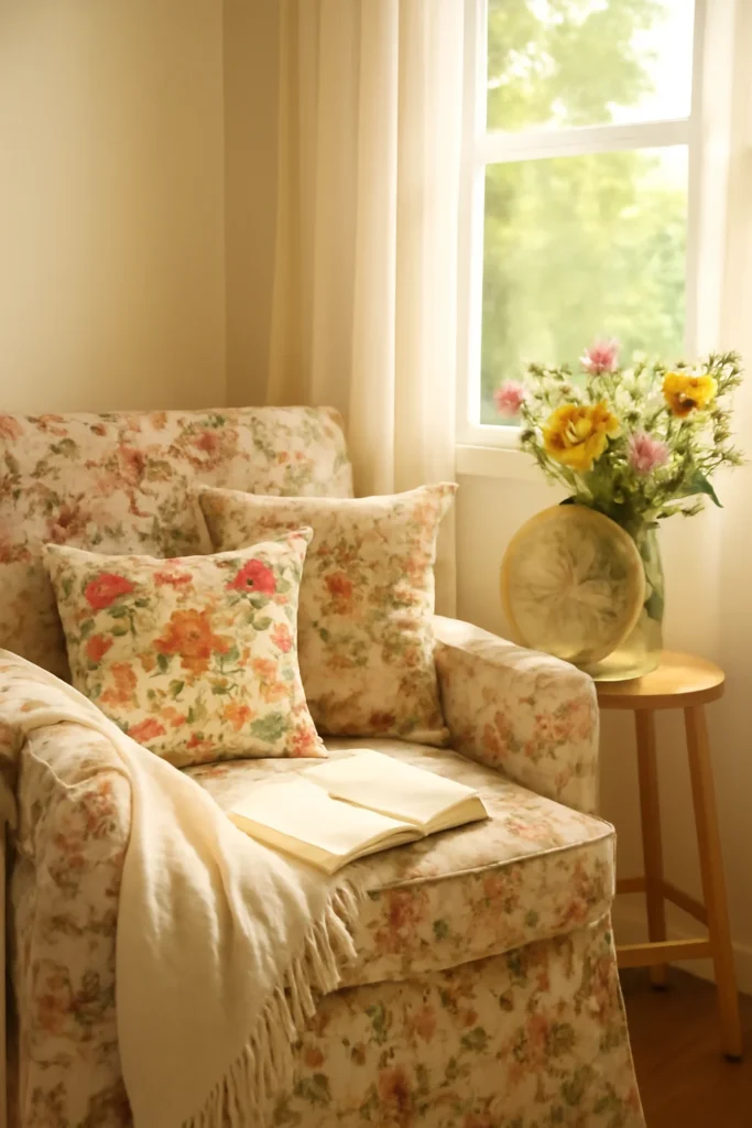 Cozy Reading Nook Ideas: Transform Your Space into a Relaxing Sanctuary 12 summer inspired reading corner featuring floral cushions
