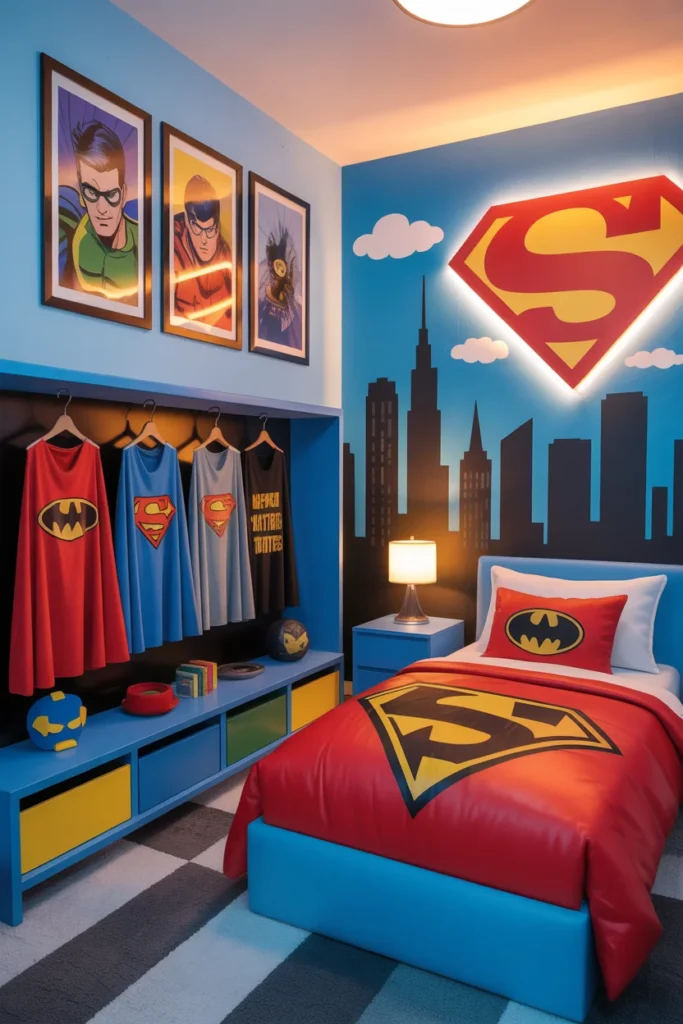 18 Creative Kids Bedroom Ideas for Boys: Adventurous,Modern, and Organized Spaces 12 superhero boys bedroom