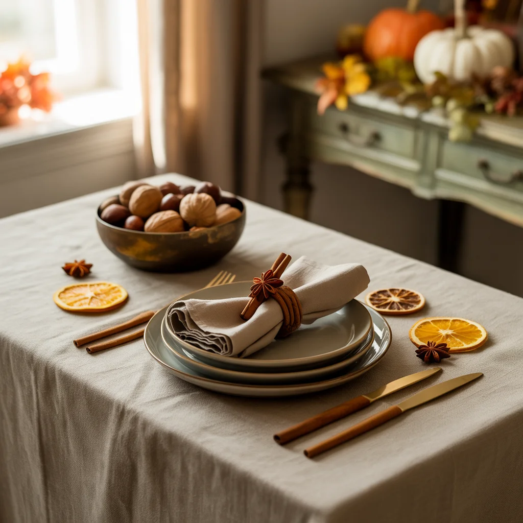 25 Easy Thanksgiving Table Decor Ideas Anyone Can Try 24 warm and rustic Thanksgiving table adorned with cinnamon stick