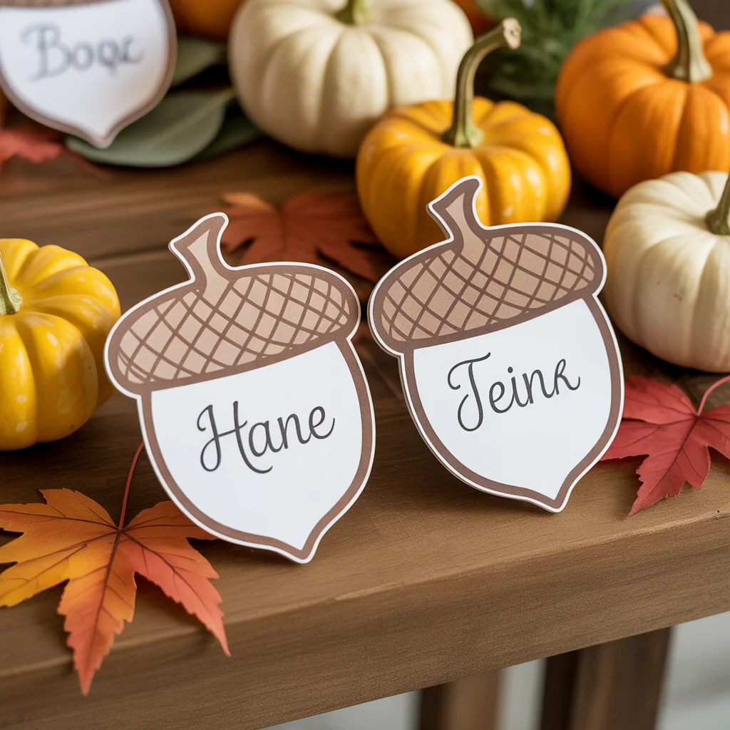 25 Easy Thanksgiving Table Decor Ideas Anyone Can Try 10 whimsical table setting featuring acorn place cards