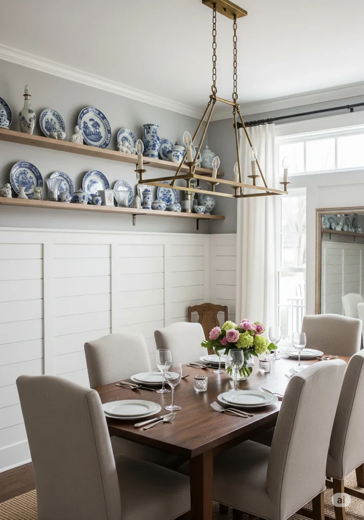 30 Modern Classy Dining Room Decor Ideas 6 white shiplap wainscoting