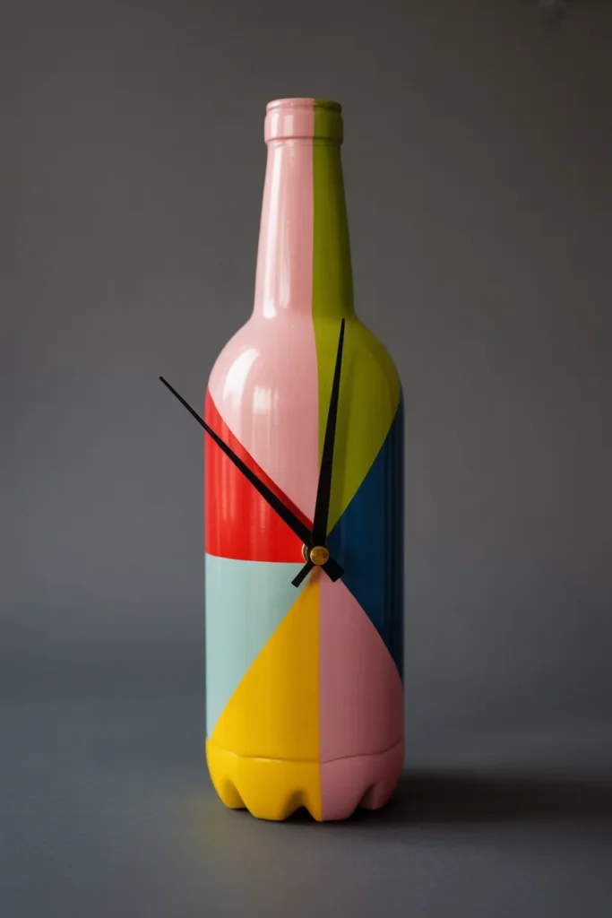 15 Creative DIY Recycled Bottle Decorations for Your Home 12 A colorful bottle turned into a unique clock