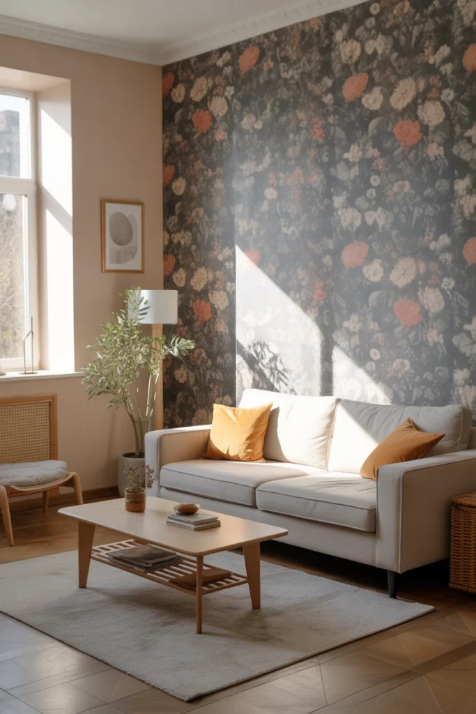Affordable Home Decor Hacks 2025: Easy Ways to Transform Your Space on a Budget 2 A cozy living room with one accent wall