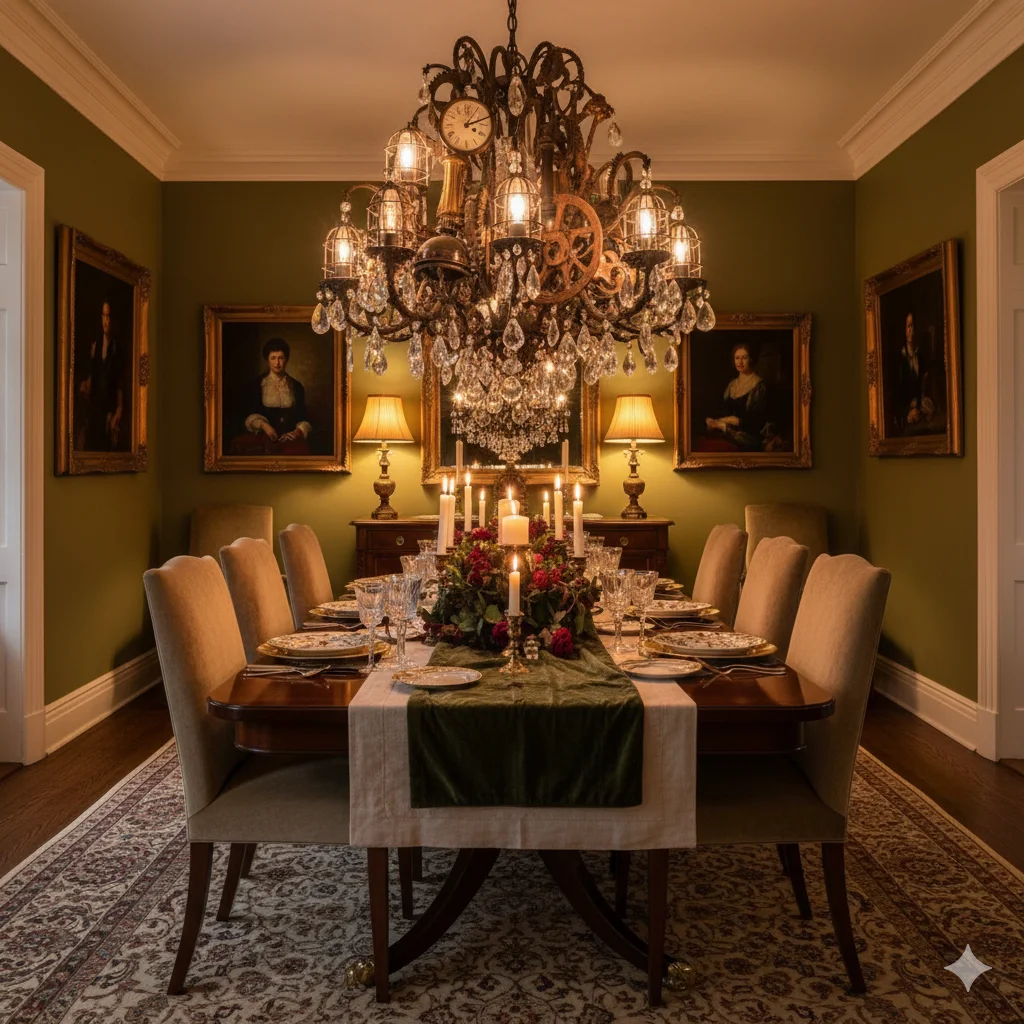 10 Cheap Home Decor Hacks That Look Luxurious 10 A dining room with an oversized chandelier