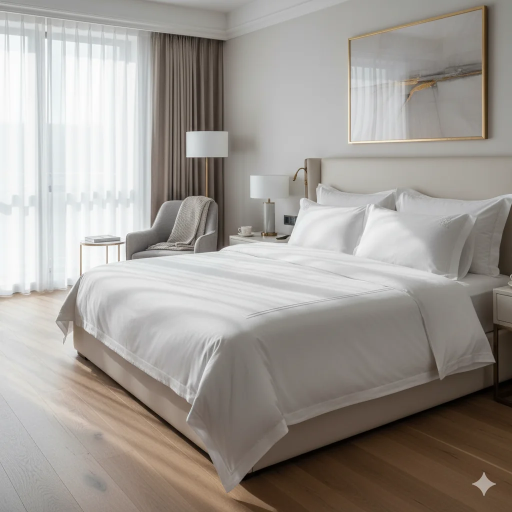 10 Cheap Home Decor Hacks That Look Luxurious 8 A hotel style bedroom with crisp white bed linens