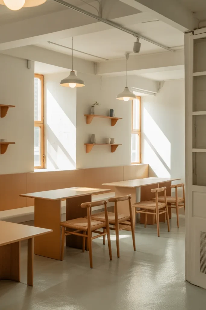15 Aesthetic Coffee Shop Interior Ideas for Small Spaces (Modern & Cozy Looks) 2 A minimalist coffee shop interior in a small space