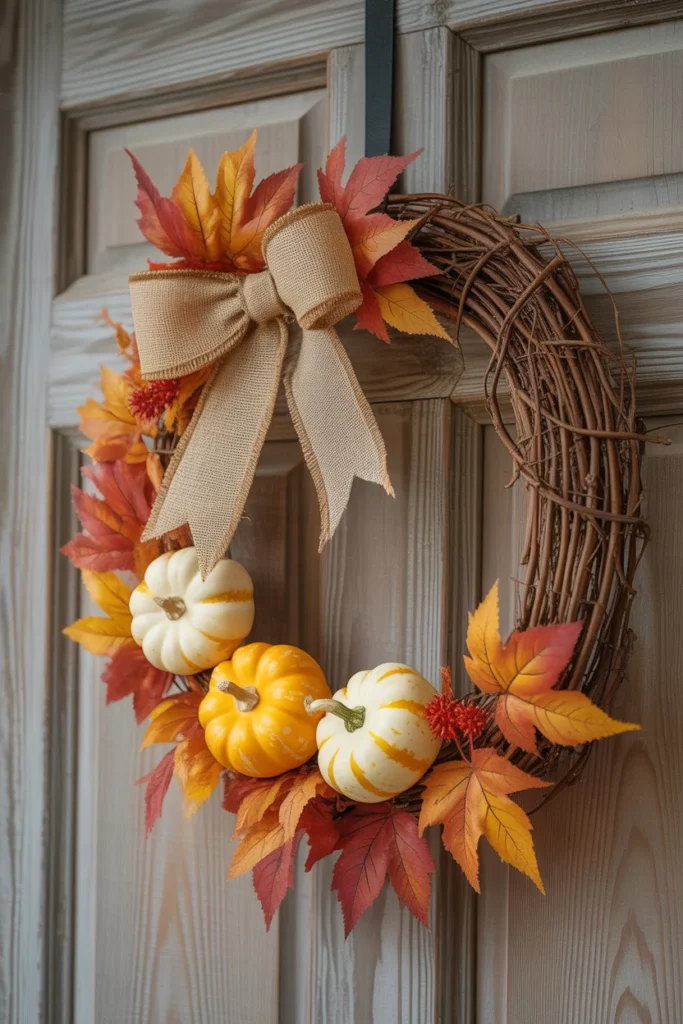 Fall DIY Home Decor Ideas to Warm Up Your Space 2 A rustic fall wreath made of grapevine